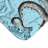 Grey Tentacles Octopus Vintage Map Blue Bath Mat Home Decor