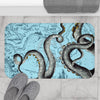 Grey Tentacles Octopus Vintage Map Blue Bath Mat Home Decor