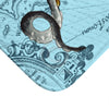 Grey Tentacles Octopus Vintage Map Blue Bath Mat Home Decor