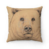 Grizzly Bear Brown Pencil Drawing Art Square Pillow Home Decor