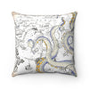 Grunge Tentacles Vintage Map Ii Square Pillow 14X14 Home Decor