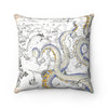 Grunge Tentacles Vintage Map Ii Square Pillow Home Decor