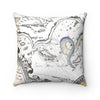 Grunge Tentacles Vintage Map Square Pillow 14X14 Home Decor