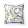 Grunge Tentacles Vintage Map Square Pillow Home Decor