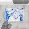 Happy Cute Dolphins Blue Watercolor Art Bath Mat Home Decor