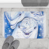 Happy Cute Dolphins Blue Watercolor Art Bath Mat Home Decor