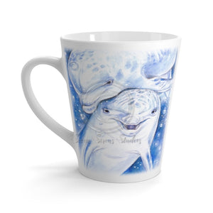 Happy Cute Dolphins Blue Watercolor Art Latte Mug 12Oz Mug