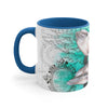 Happy Dolphin Pod Vintage Map Teal Art Accent Coffee Mug 11Oz