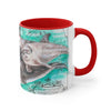 Happy Dolphin Pod Vintage Map Teal Art Accent Coffee Mug 11Oz