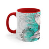 Happy Dolphin Pod Vintage Map Teal Art Accent Coffee Mug 11Oz