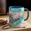 Happy Dolphin Pod Vintage Map Teal Art Accent Coffee Mug 11Oz