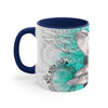 Happy Dolphin Pod Vintage Map Teal Art Accent Coffee Mug 11Oz