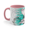 Happy Dolphin Pod Vintage Map Teal Art Accent Coffee Mug 11Oz