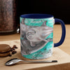 Happy Dolphin Pod Vintage Map Teal Art Accent Coffee Mug 11Oz