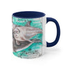 Happy Dolphin Pod Vintage Map Teal Art Accent Coffee Mug 11Oz