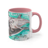 Happy Dolphin Pod Vintage Map Teal Art Accent Coffee Mug 11Oz