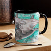 Happy Dolphin Pod Vintage Map Teal Art Accent Coffee Mug 11Oz