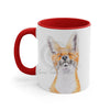 Happy Fox Watercolor Art Accent Coffee Mug 11Oz Red /