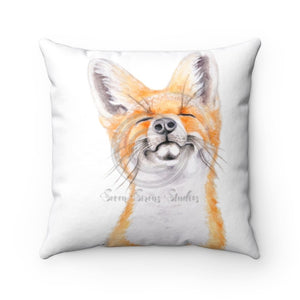 Happy Fox Watercolor Art Square Pillow 14 × Home Decor