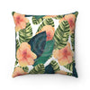 Hibiscus Banana Leaf Vintage Ii Square Pillow 14X14 Home Decor