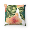 Hibiscus Banana Leaf Vintage Square Pillow Home Decor
