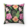 Hibiscus Exotic Black Watercolor Ii Square Pillow Home Decor