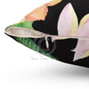 Hibiscus Exotic Black Watercolor Square Pillow Home Decor