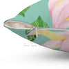 Hibiscus Exotic Teal Watercolor Square Pillow Home Decor