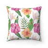 Hibiscus Exotic White Watercolor Ii Square Pillow Home Decor