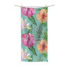 Hibiscus Tropical Teal Pattern Polycotton Towel 30X60 Home Decor