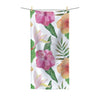 Hibiscus Tropical White Pattern Polycotton Towel 30X60 Home Decor