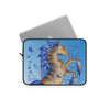 Hippocampus Seahorse Vintage Map Blue Watercolor Art Laptop Sleeve