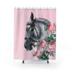 Horse And The Roses Pink Art Shower Curtain 71X74 Home Decor