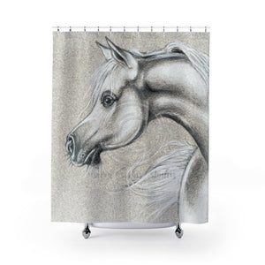 Horse Arabian Grey Fine Art Shower Curtain 71 × 74 Home Decor