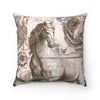 Horse Camelia Vintage Calligraphy Romantic Chic Art Square Pillow Home Decor