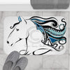 Horse Doodle Blue Tribal Ink Art Bath Mat Home Decor