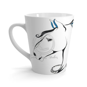 Horse Doodle Blue Tribal Ink Art Ii Latte Mug 12Oz Mug