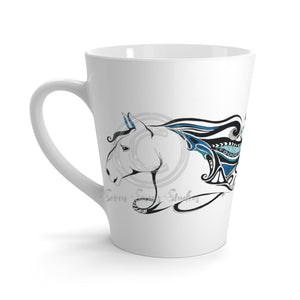 Horse Doodle Blue Tribal Ink Art Latte Mug 12Oz Mug