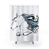 Horse Doodle Blue Tribal Ink Art Shower Curtain 71 × 74 Home Decor