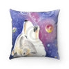 Howling Wolf Cosmic Watercolor Square Pillow Home Decor
