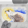 Howling Wolf Moon Watercolor Art Bath Mat Home Decor