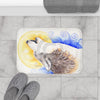 Howling Wolf Moon Watercolor Art Bath Mat Home Decor