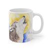 Howling Wolf Moon Watercolor Art Mug 11Oz