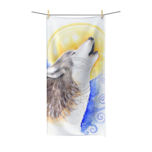 Howling Wolf Moon Watercolor Art Polycotton Towel 30 × 60 Home Decor