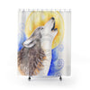 Howling Wolf Moon Watercolor Art Shower Curtain 71 × 74 Home Decor