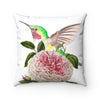 Hummingbird And Pink Vintage Rose Watercolor Art Square Pillow 14 × Home Decor