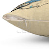 Hummingbird Blue Tan Woodblock Square Pillow Home Decor