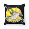 Hummingbird Dark Indigo Tribal Ink Art Square Pillow 14X14 Home Decor
