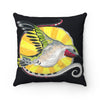Hummingbird Dark Indigo Tribal Ink Art Square Pillow Home Decor