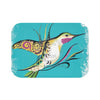 Hummingbird Doodle Teal Ink Art Bath Mat Small 24X17 Home Decor